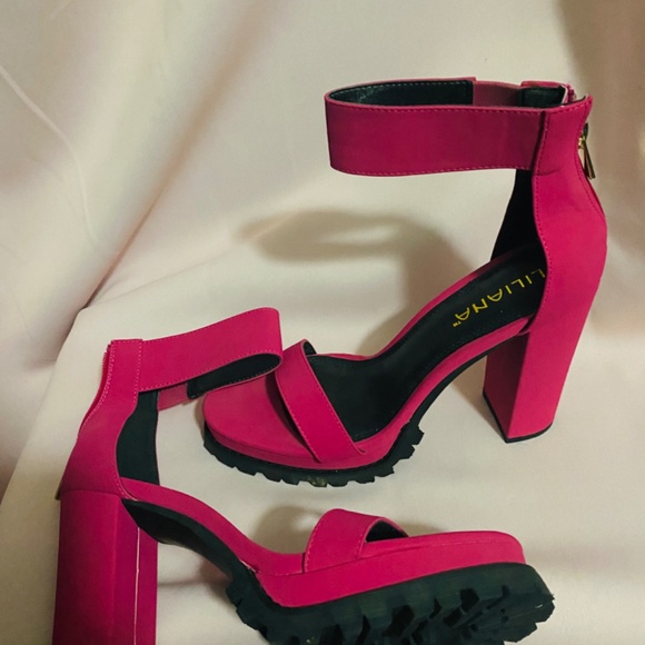 Barbie Pink Baddies: hot pink, lug soled, open toed, platform heels - Picture 2 of 3